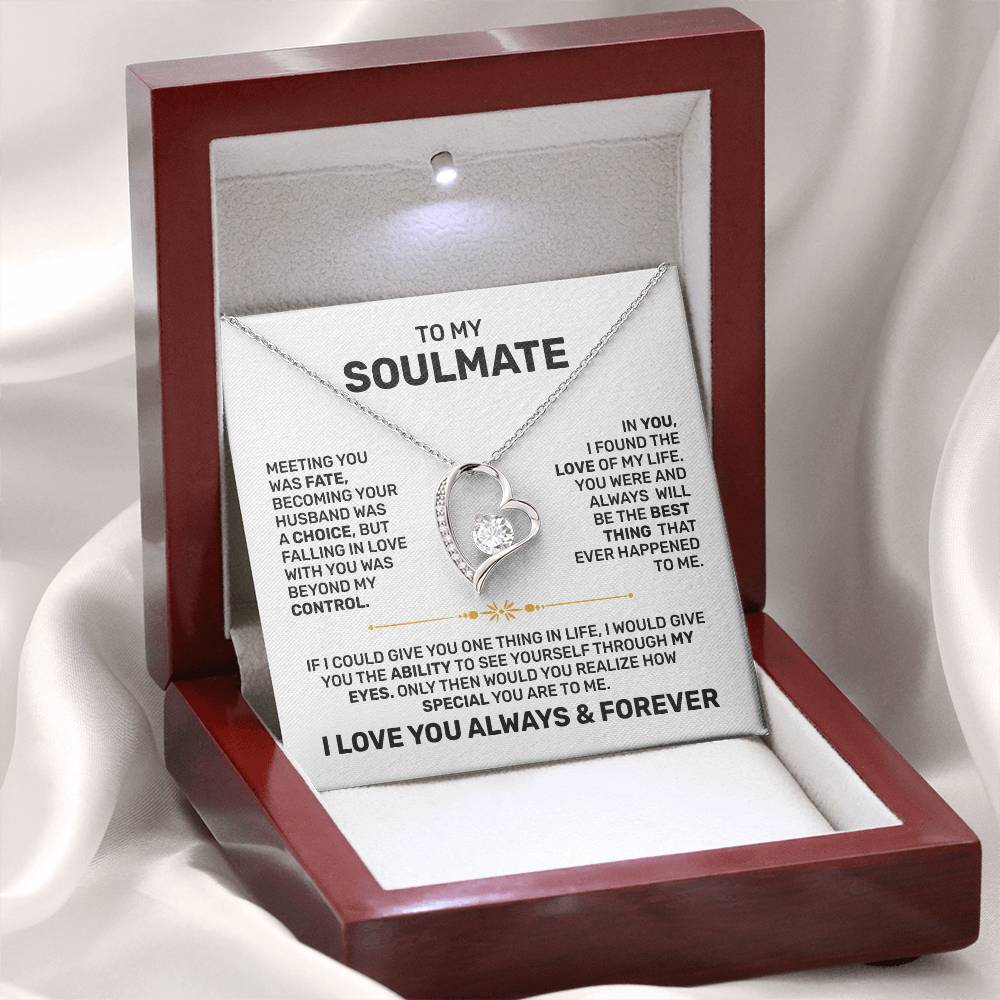 Romantic Forever Love Necklace – 14k White Gold or 18k Yellow Gold with Luxury Gift Box- To My Soulmate Gift, Gift for Wife