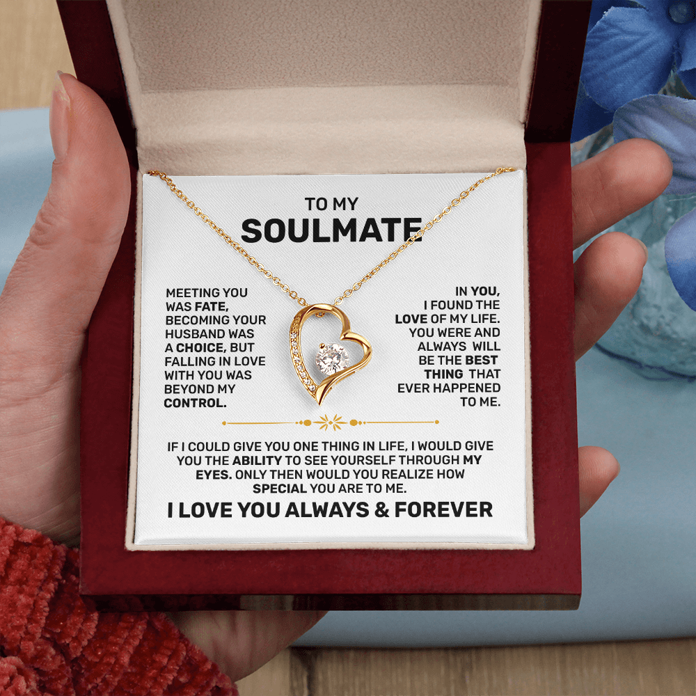 Romantic Forever Love Necklace – 14k White Gold or 18k Yellow Gold with Luxury Gift Box- To My Soulmate Gift, Gift for Wife