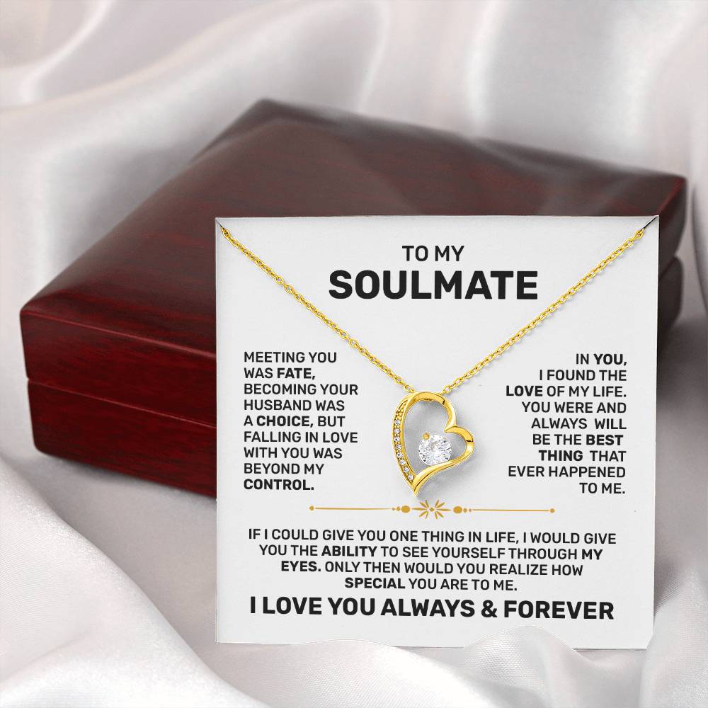 Romantic Forever Love Necklace – 14k White Gold or 18k Yellow Gold with Luxury Gift Box- To My Soulmate Gift, Gift for Wife