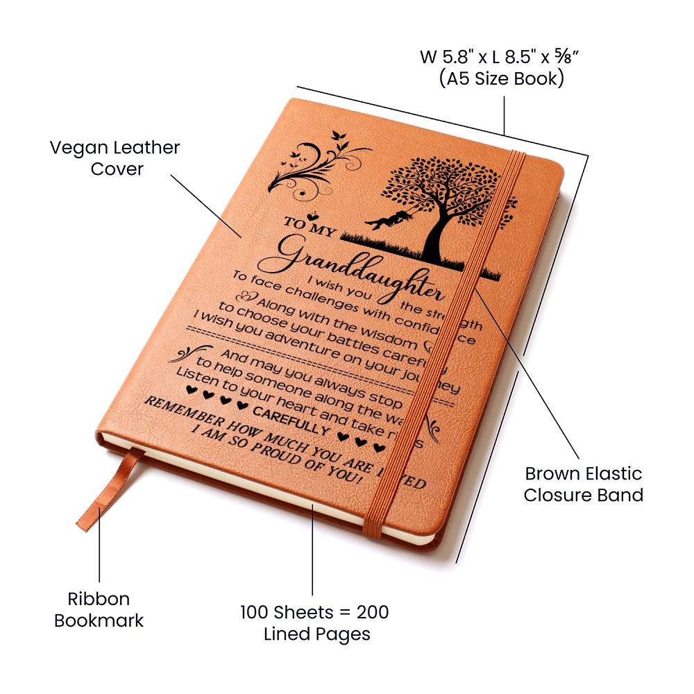 Remember How Much You Are Loved- A Vegan Leather Journal  Gift For Granddaughter.