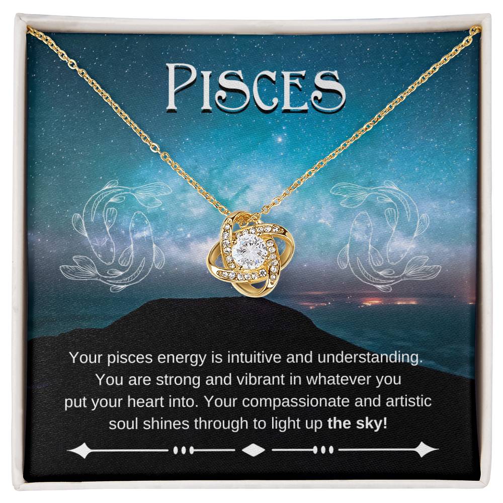 Pisces- Zodiac Pendant Necklace- Love Knot Necklace