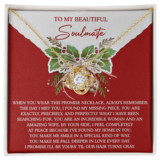 To My Beautiful Soulmate, Love Knot Necklace, Gift Fr Soulmate, Christmas Gift, Sentimental Gift