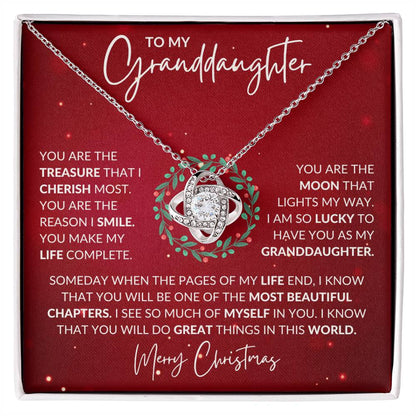 To My Granddaughter- Christmas Present- Love Knot Pendant Necklace