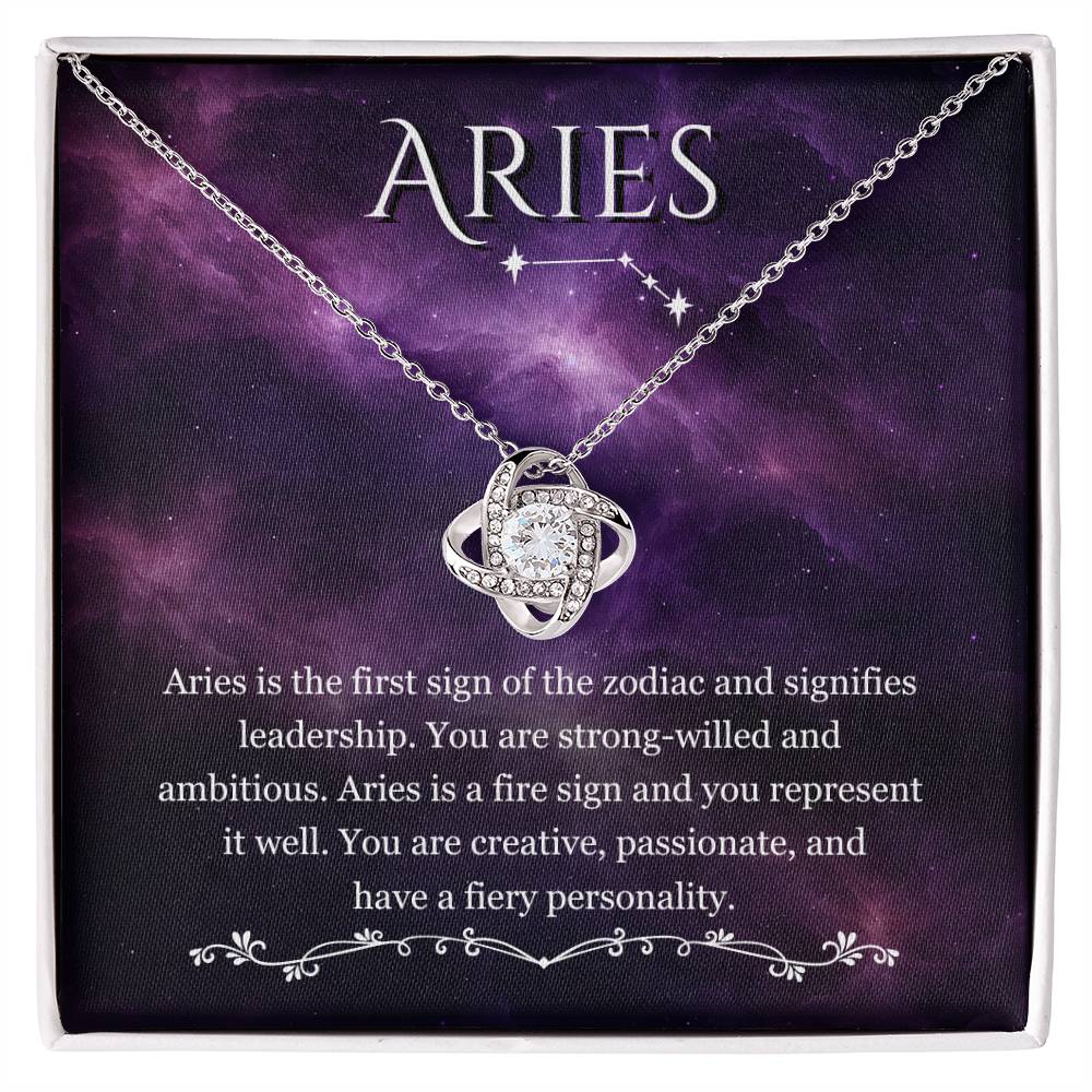 Aries- Zodiac Pendant Necklace - Love Knot Necklace