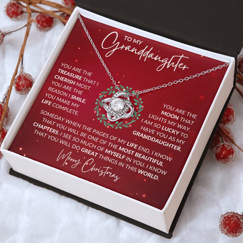 To My Granddaughter- Christmas Present- Love Knot Pendant Necklace