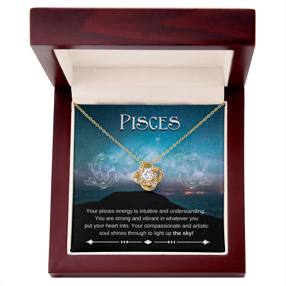 Pisces- Zodiac Pendant Necklace- Love Knot Necklace