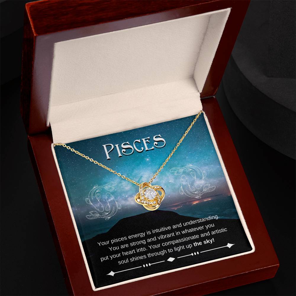 Pisces- Zodiac Pendant Necklace- Love Knot Necklace