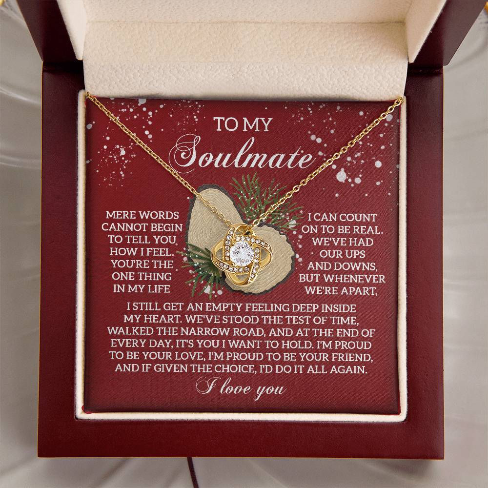 To My Soulmate Gift, Love Knot Necklace , Christmas Gift