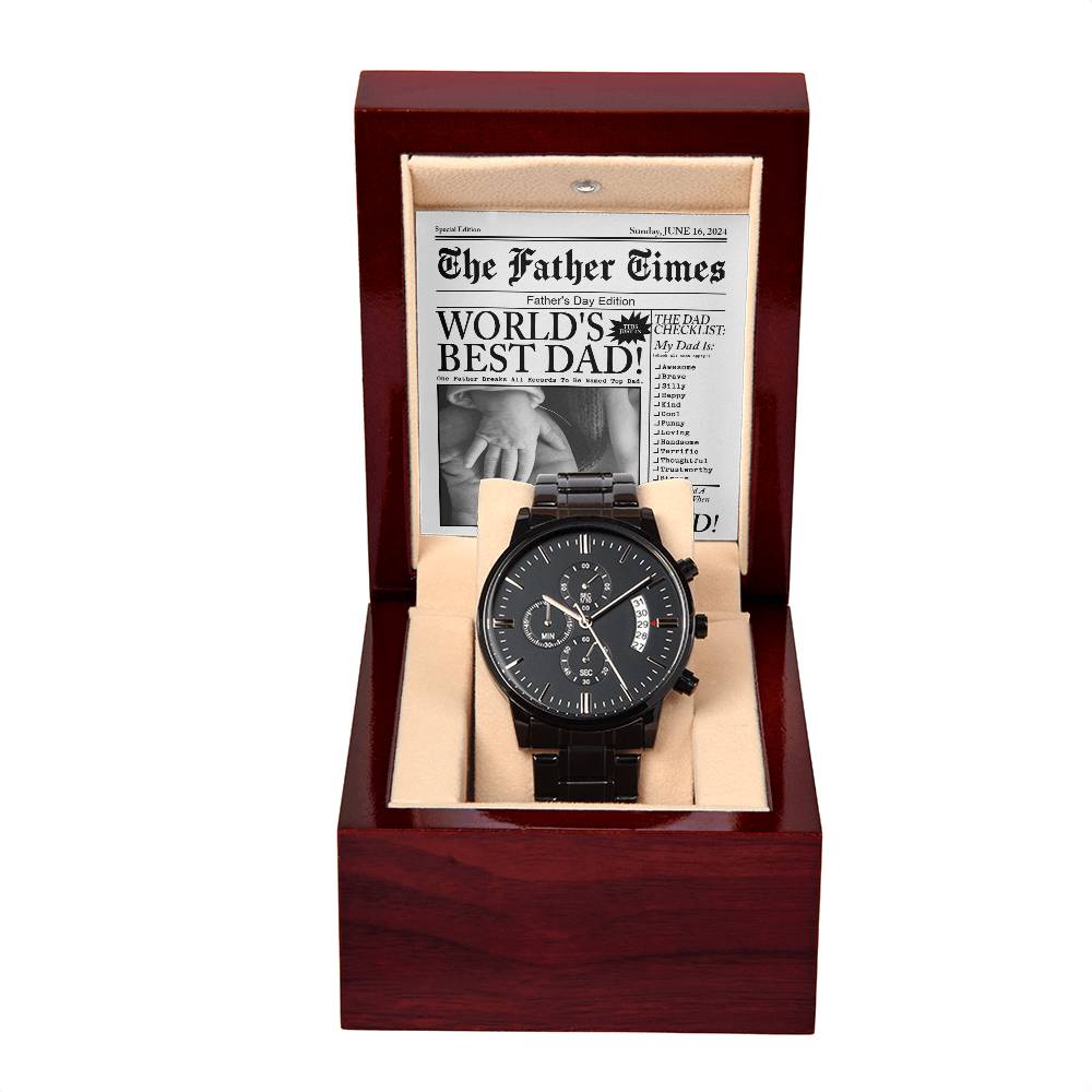 Black Chronograph Watch, Gift For Dad, Gift For Father, Birthday Gift, Father's Day Gift