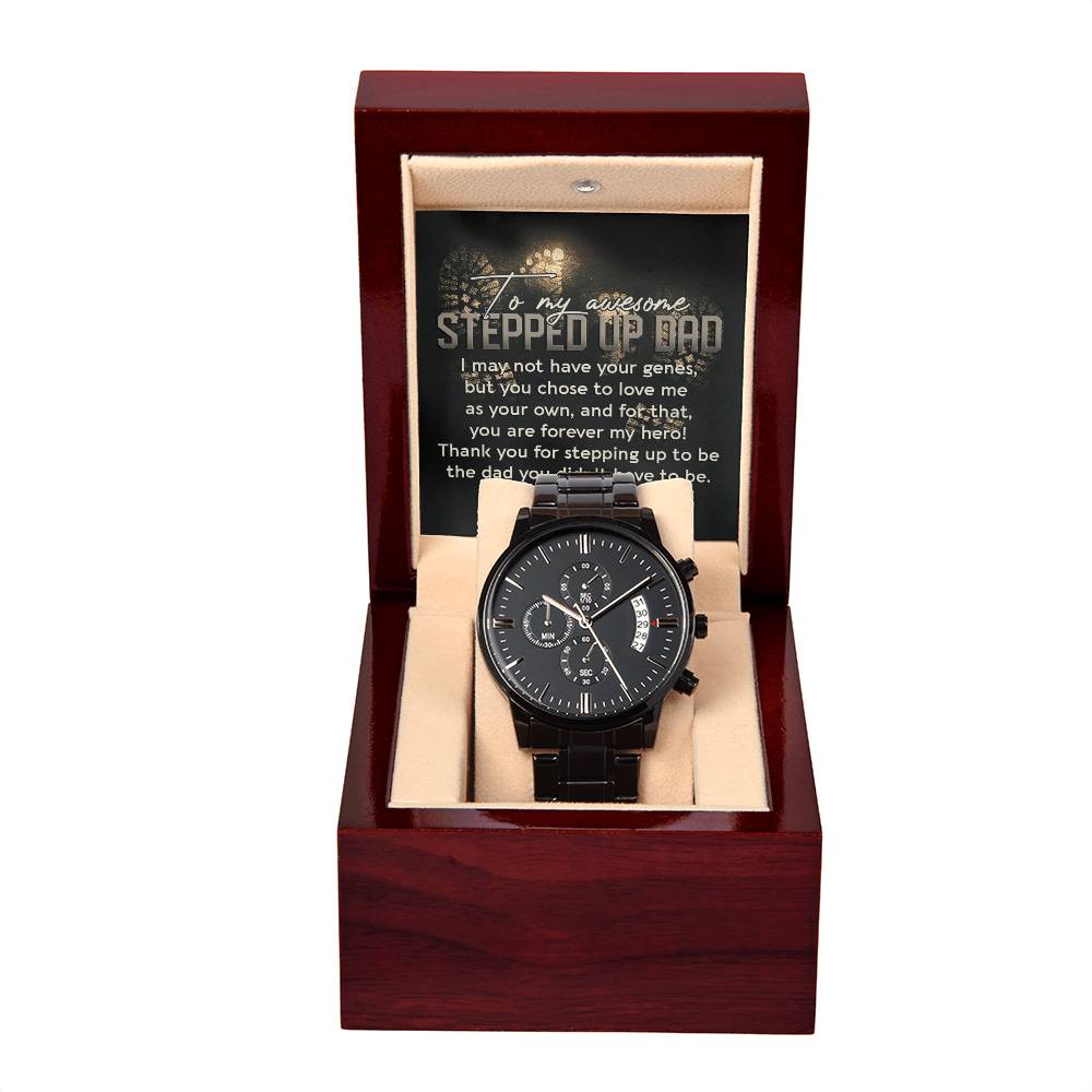 Black Chronograph Watch  Gift For Step Dad, Birthday Gift, Father's Day Gift