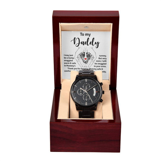 Black Chronograph Watch Gift For Daddy tobe, Gift for Father to be, Father's Day Gift