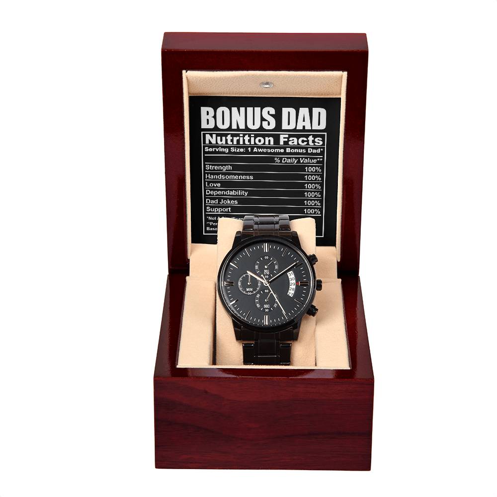 Black Chronograph Watch, Gift for Bonus Dad, Gift For Bonus Father, Gift For Birthday, Father's Day Gift