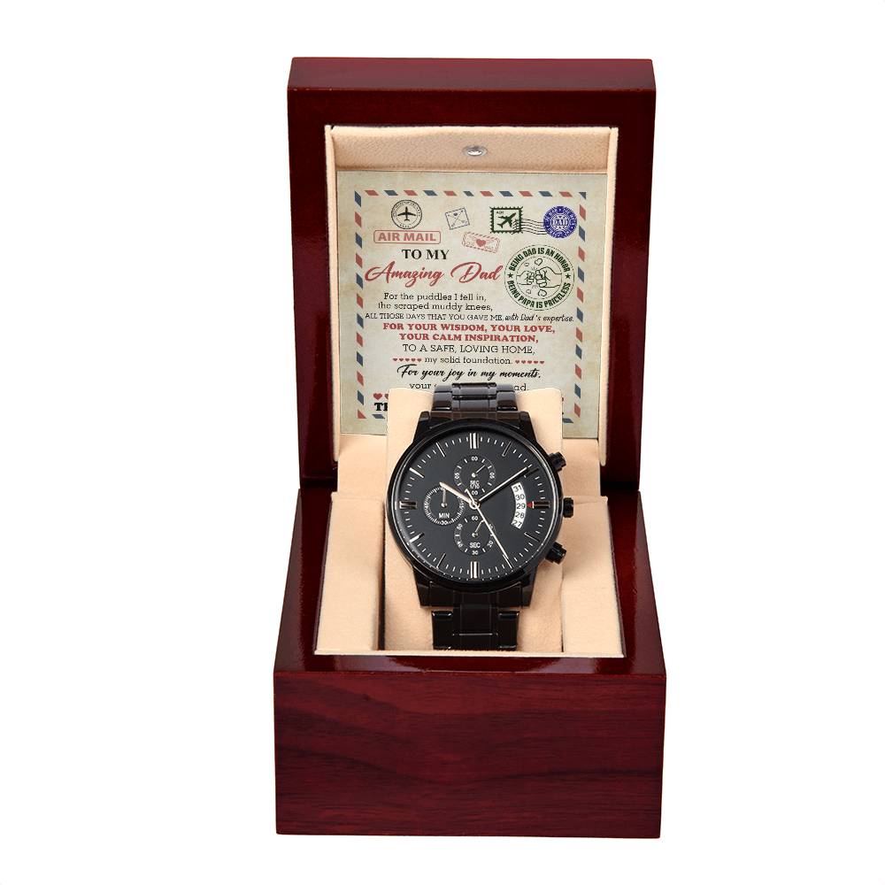 Black Chronograph Watch, Gift for Dad, Gift For Father, Father's Day Gift