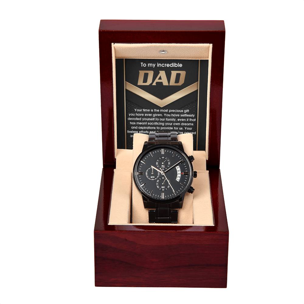 Black Chronograph Watch  Gift for Dad, Gift for Father, Gift for Birthday, Father's Day Gift