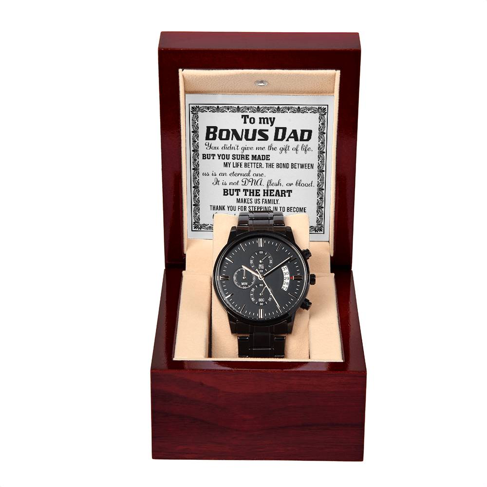 Black Chronograph Watch Gift For Bonus Dad, Gift for Bonus Father, Birthday , Father's Day Gift