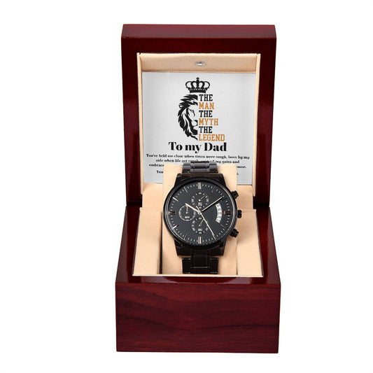 Black Chronograph Watch, Gift For Dad, Gift For Father, Birthday Gift, Father's Day Gift