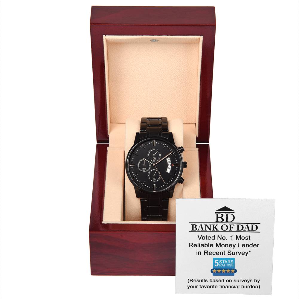 Black Chronograph Watch, Gift for Bonus Dad, Gift For Bonus Father, Gift For Birthday, Father's Day Gift