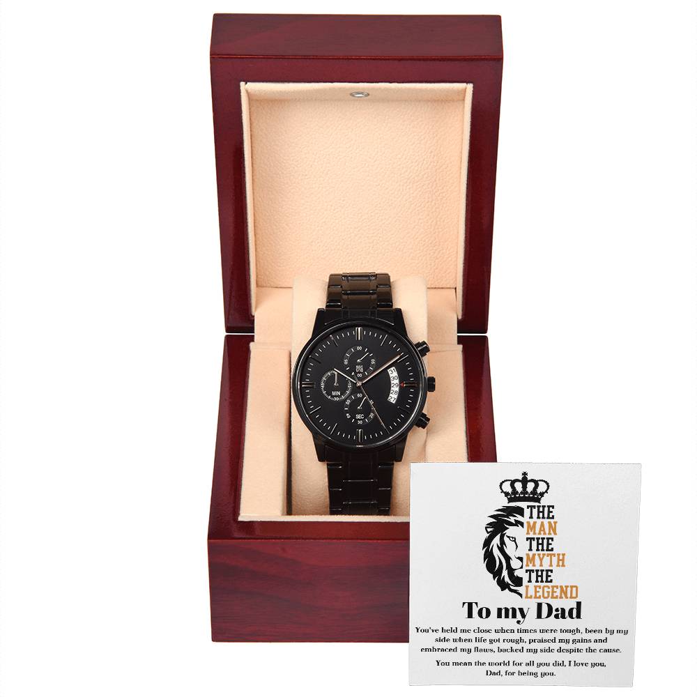 Black Chronograph Watch, Gift For Dad, Gift For Father, Birthday Gift, Father's Day Gift