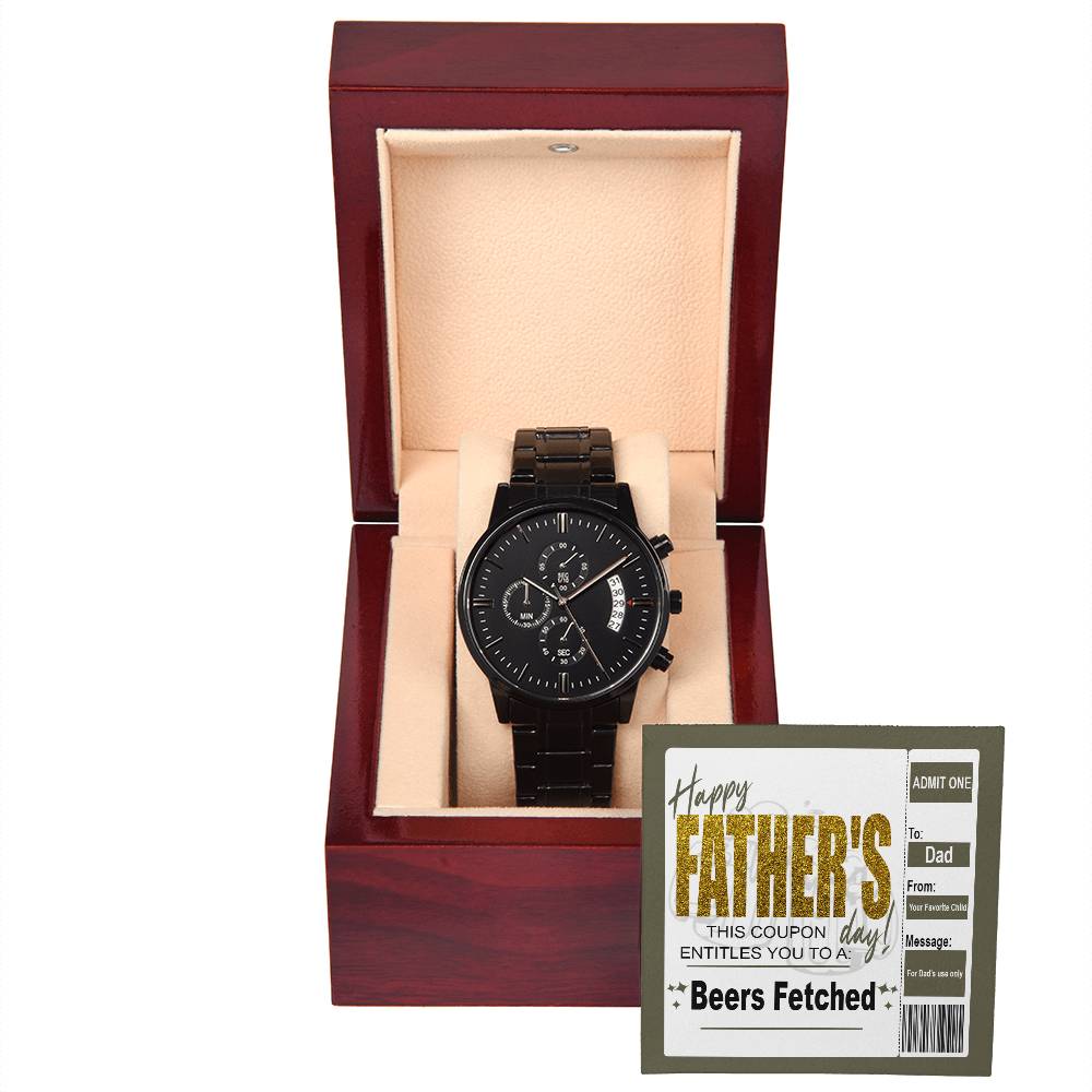 Black Chronograph Watch, Gift for Dad, Gift For  Father, Gift For Birthday, Father's Day Gift