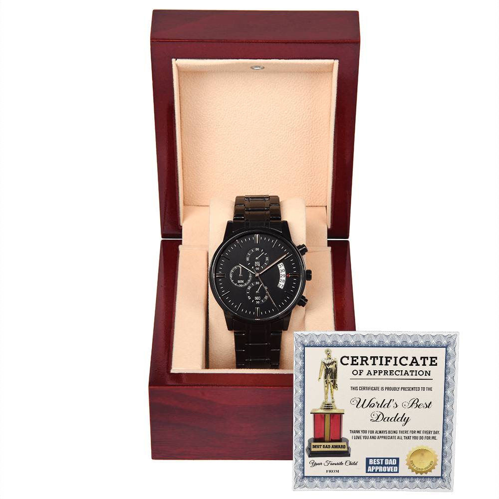 Black Chronograph Watch  Gift for Dad, Gift for Father, Birthday, Father's Day Gift