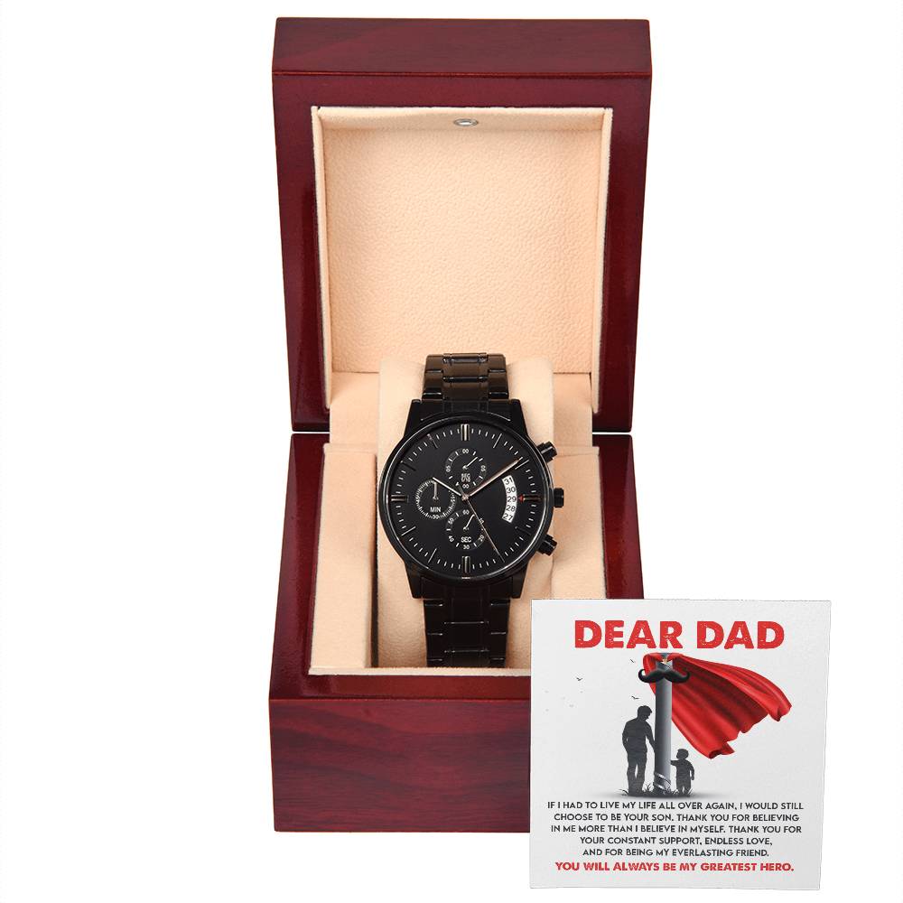 Black Chronograph Watch  gift for dad, Gift  for Father, Birthday Gift, Father's Day Gift