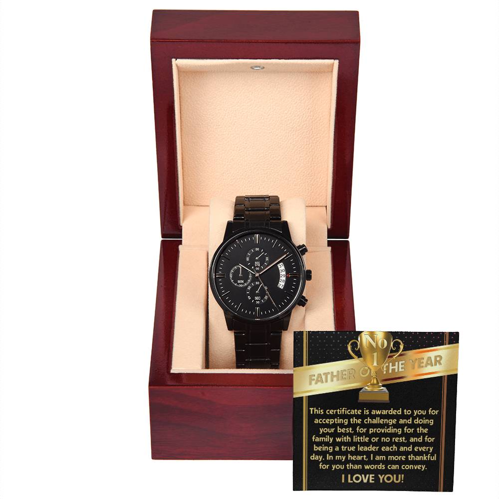 Black Chronograph Watch Gift for Father,  Gift for Dad, Father's Day Gift, Birthday Gift