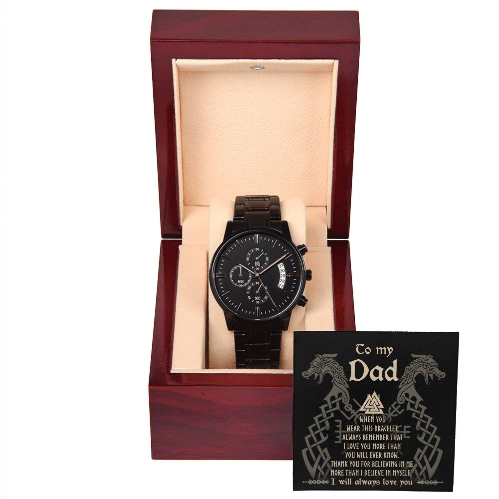 Black Chronograph Watch gift for Dad, Gift For Father's Day, Gift for Birthday