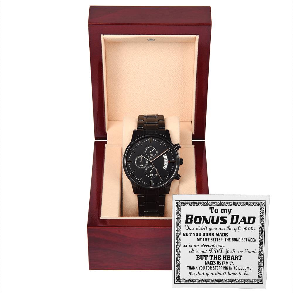 Black Chronograph Watch Gift For Bonus Dad, Gift for Bonus Father, Birthday , Father's Day Gift