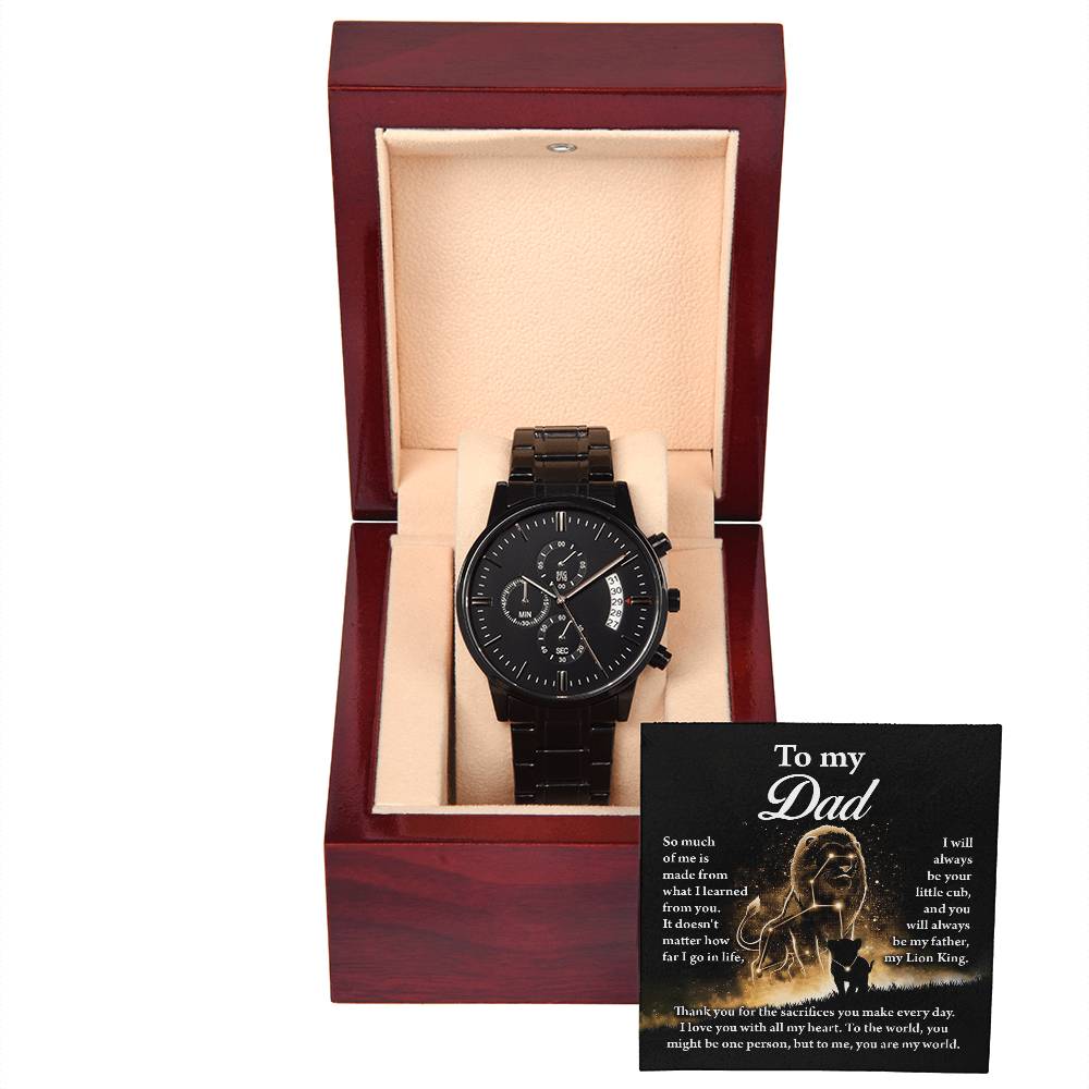 Black Chronograph Watch, Gift for Dad, Gift For Father, Father's Day Gift