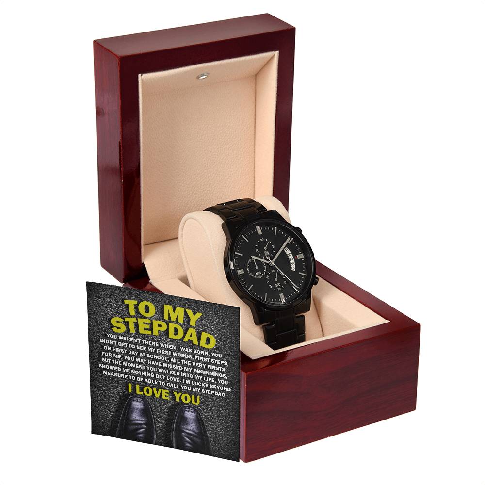 Black Chronograph Watch, Gift For Stepdad, Gift for Step Father, Birthday Gift