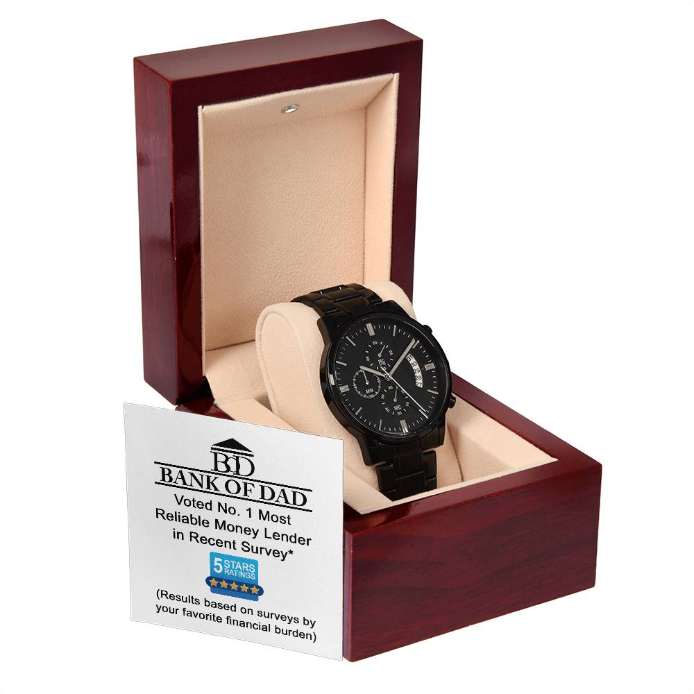 Black Chronograph Watch, Gift for Bonus Dad, Gift For Bonus Father, Gift For Birthday, Father's Day Gift