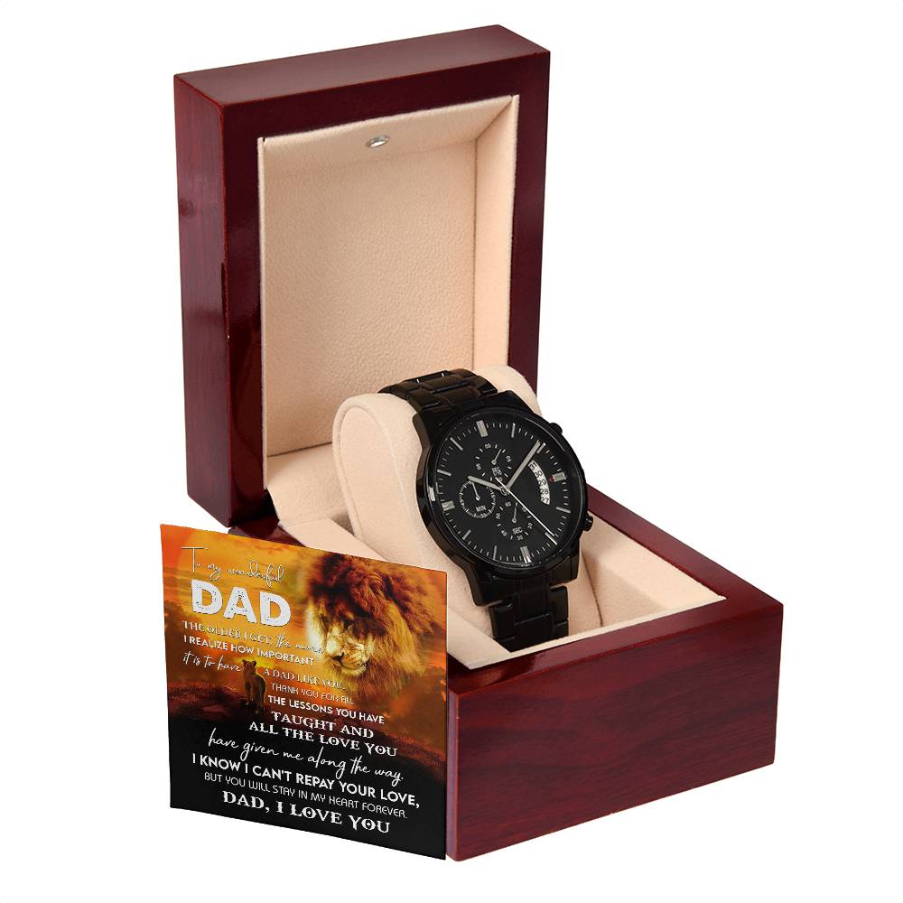 Black Chronograph Watch, Gift for Dad, Gift For Father, Father's Day Gift