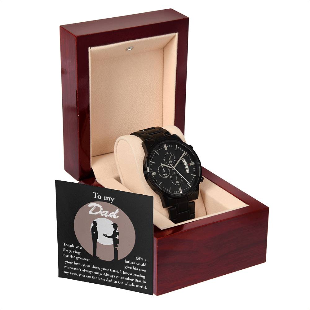 Black Chronograph Watch, Gift For Dad, Gift For Father, Birthday Gift, Father's Day Gift