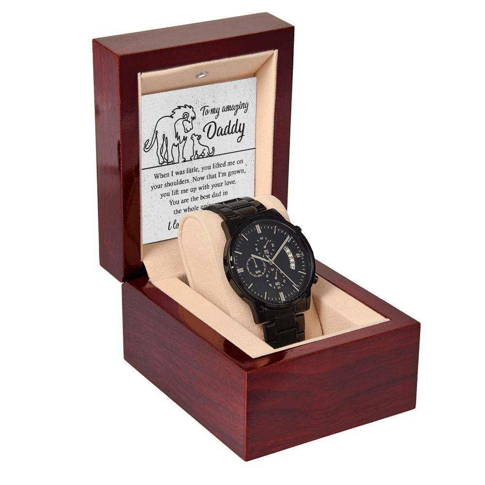 Black Chronograph Watch  gift for Dad, Gift  for Father, Birthday Gift, Father's Day Gift