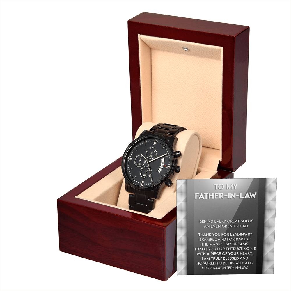 Black Chronograph Watch Gift For Father-in-Law,  Birthday Gift, Father's Day Gift