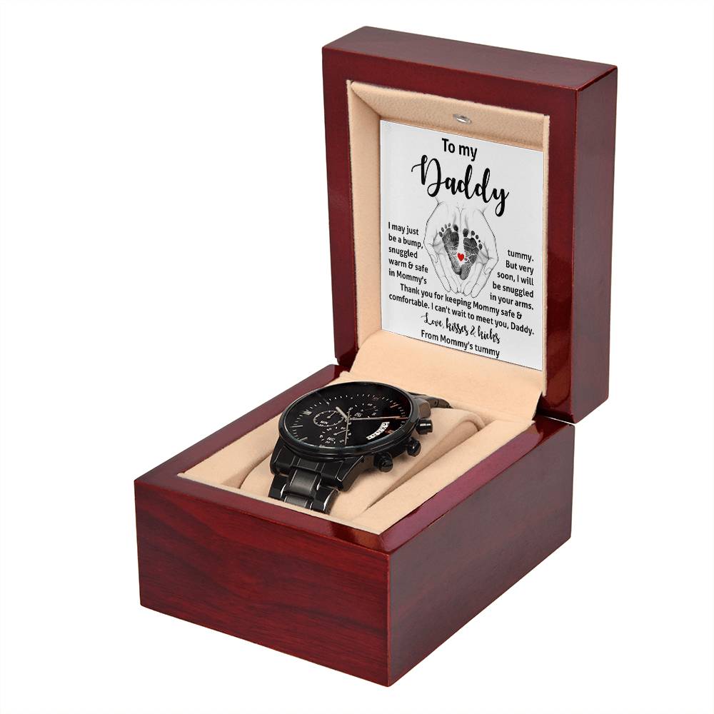 Black Chronograph Watch Gift For Daddy tobe, Gift for Father to be, Father's Day Gift