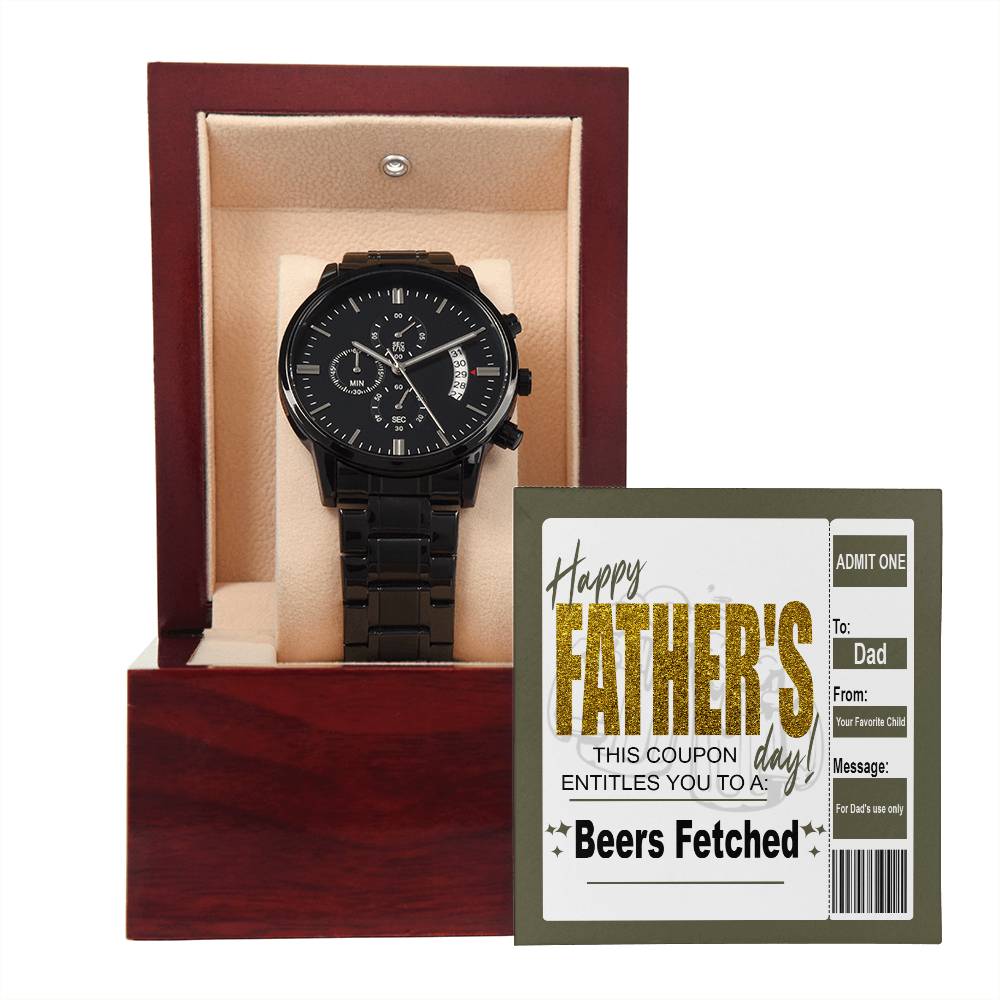 Black Chronograph Watch, Gift for Dad, Gift For  Father, Gift For Birthday, Father's Day Gift