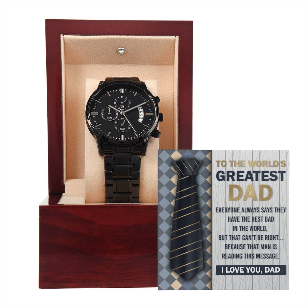 Black Chronograph Watch Gift For Dad. Gift for Father, Birthday Gift, Father's Day Gift