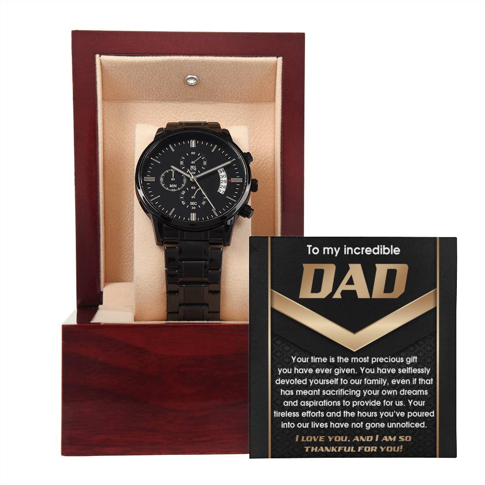 Black Chronograph Watch  Gift for Dad, Gift for Father, Gift for Birthday, Father's Day Gift