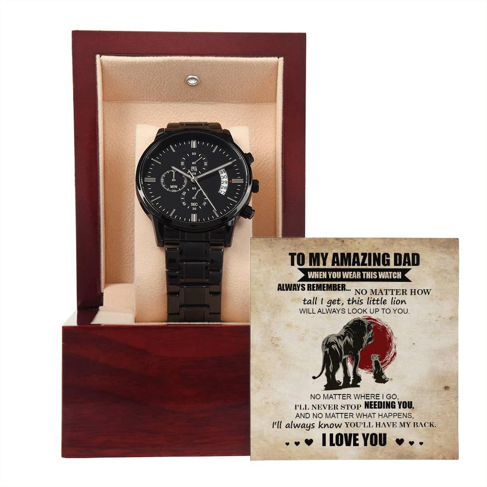 Black Chronograph Watch Gift for Dad, Gift For Father, Birthday Gift, Father's Day Gift