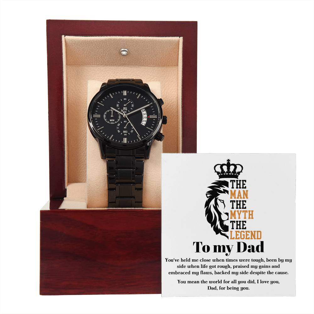 Black Chronograph Watch, Gift For Dad, Gift For Father, Birthday Gift, Father's Day Gift