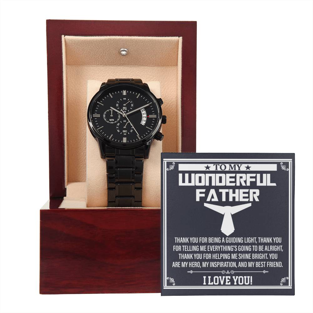 Black Chronograph Watch Gift for Father, Gift For Dad, Birthday Gift, Father's Day Gift