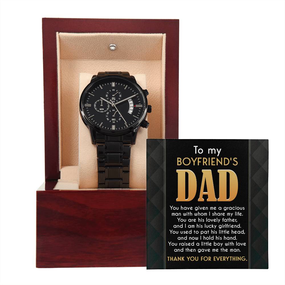 Black Chronograph Watch Gift For Boyfriend's  Dad, Gift for Boyfriend's Father, Birthday , Father's Day Gift