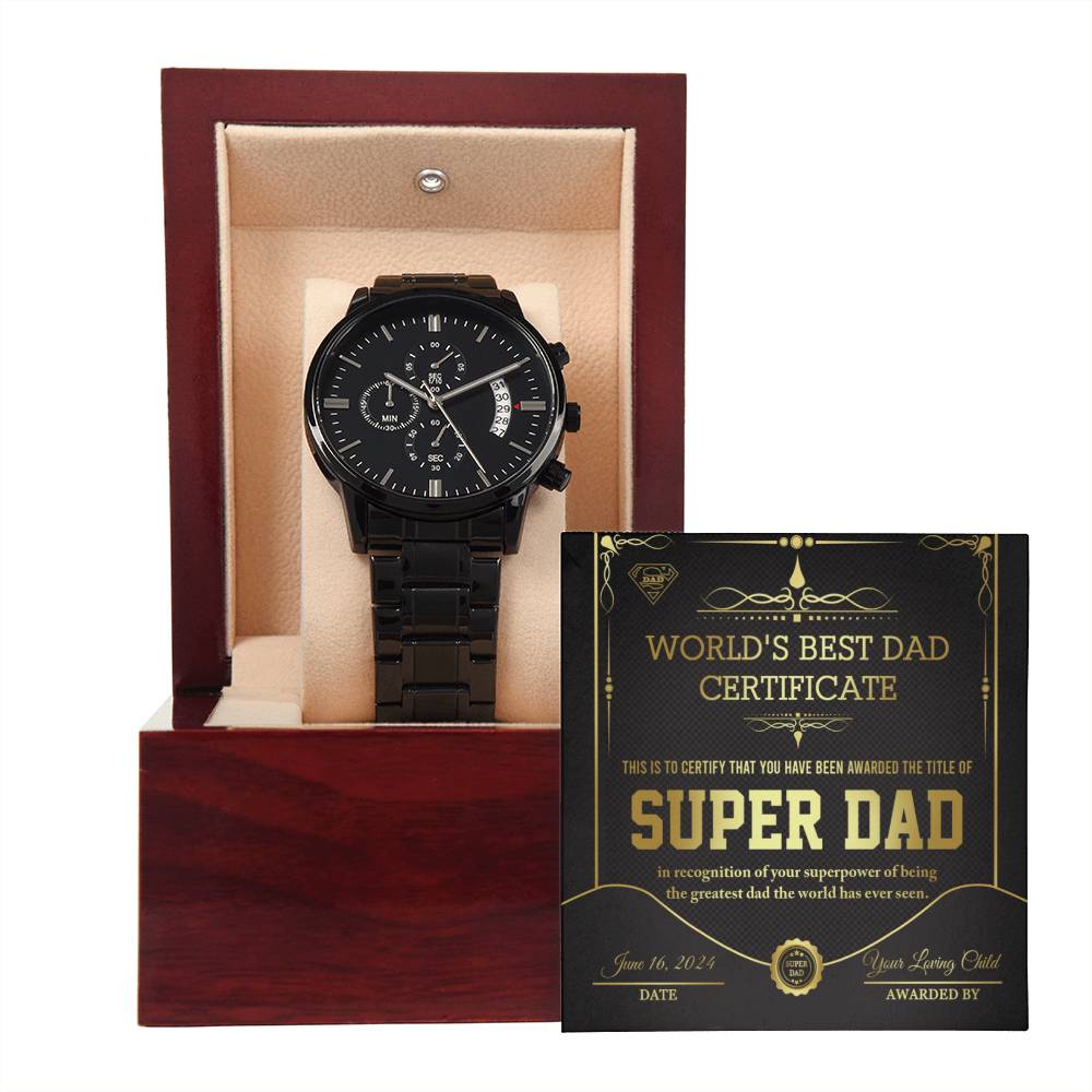 Black Chronograph Watch Gift For Dad, Gift For Father, Birthday Gift, Father's Day Gift