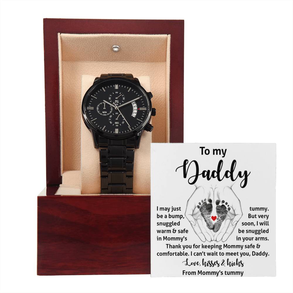 Black Chronograph Watch Gift For Daddy tobe, Gift for Father to be, Father's Day Gift