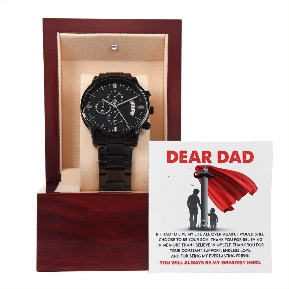 Black Chronograph Watch  gift for dad, Gift  for Father, Birthday Gift, Father's Day Gift