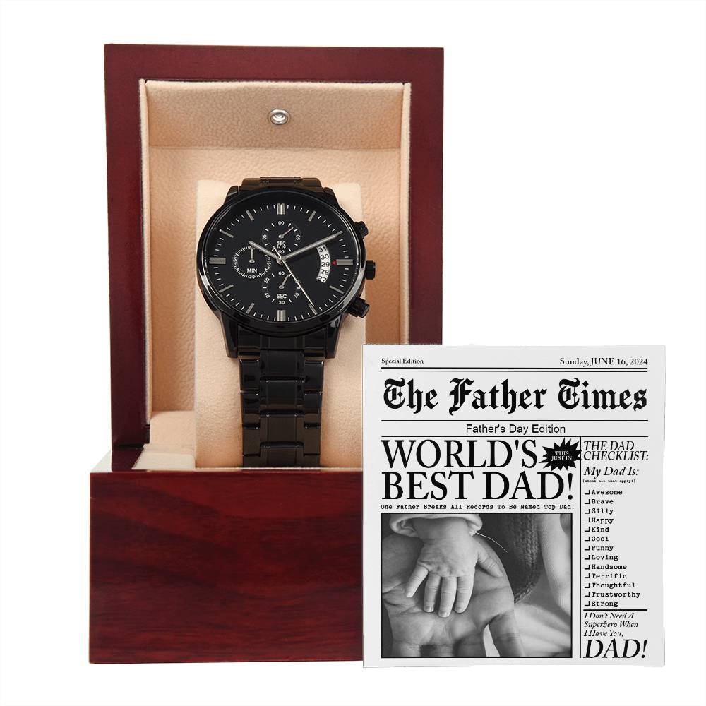 Black Chronograph Watch, Gift For Dad, Gift For Father, Birthday Gift, Father's Day Gift