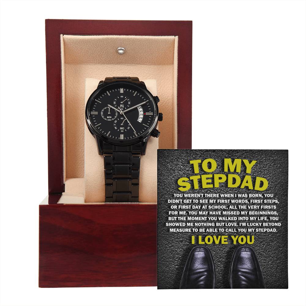 Black Chronograph Watch, Gift For Stepdad, Gift for Step Father, Birthday Gift