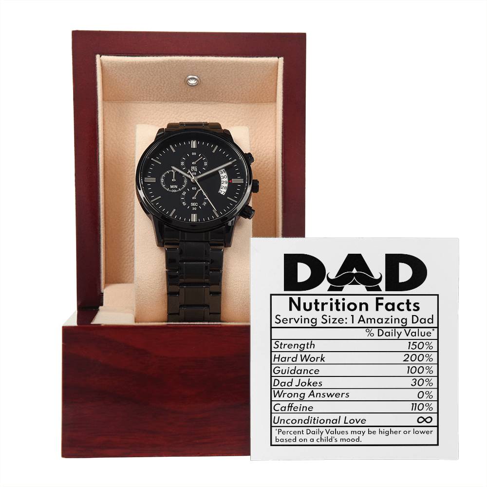 Black Chronograph Watch  gift for Dad, Gift  for Father, Birthday Gift, Father's Day Gift