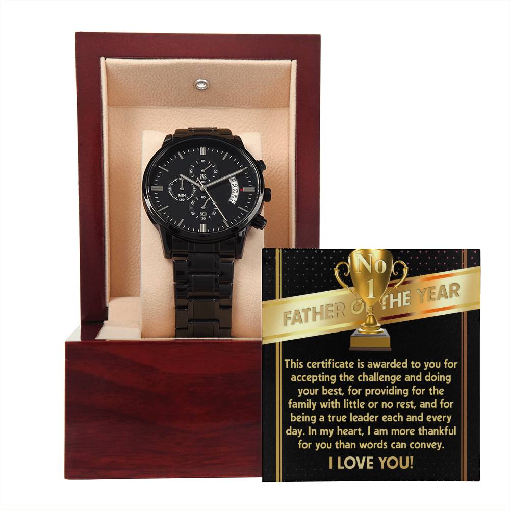 Black Chronograph Watch Gift for Father,  Gift for Dad, Father's Day Gift, Birthday Gift